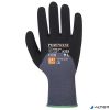 Védőkesztyű, nylon, nitrilhab, M méret 'DermiFlex Ultra Plus', szürke-fekete