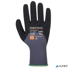   Védőkesztyű, nylon, nitrilhab, M méret 'DermiFlex Ultra Plus', szürke-fekete