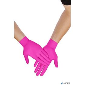   Védőkesztyű, egyszer használatos, nitril, L méret, 100 db, púder nélküli, magenta
