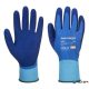 Védőkesztyű, latex, latexhab, tenyerén mártott, M méret 'Liquid Pro', kék