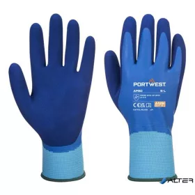   Védőkesztyű, latex, latexhab, tenyerén mártott, S méret 'Liquid Pro', kék