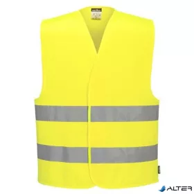   Jelzőmellény, jól láthatósági, két csíkos, M méret, "Hi-Vis", sárga