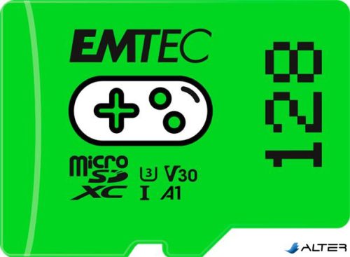 Memóriakártya, microSD, 128GB, UHS-I/U3/V30/A1, EMTEC 'Gaming'