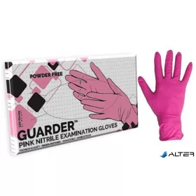   Védőkesztyű, egyszer használatos, nitril, S méret, 100 db, púder nélküli, pink