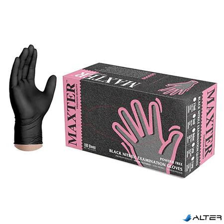 Védőkesztyű, egyszer használatos, nitril, XL méret, 100 db, púder nélküli, fekete