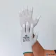 Védőkesztyű, karbonszálas, PU ujjbegy mártott, M méret, fehér-szürke