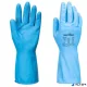 Védőkesztyű, latex, élelmiszer-feldolgozáshoz, M méret, kék