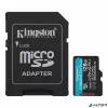 Memóriakártya, microSDXC, 128GB, C10/UHS-I/U3/V30/A2, Gen4, adapter, KINGSTON "Canvas Go! Plus"