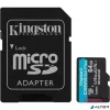 Memóriakártya, microSDXC, 64GB, C10/UHS-I/U3/V30/A2, Gen4, adapter, KINGSTON "Canvas Go! Plus"