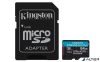 Memóriakártya, microSDXC, 64GB, C10/UHS-I/U3/V30/A2, adapter, KINGSTON 'Canvas Go! Plus'
