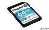 Memóriakártya, SDXC, 64GB, C10/UHS-I/U3/V30, KINGSTON 'Canvas Go! Plus'