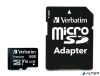 Memóriakártya, Micro SDHC, 16GB, Class 10, adapterrel, VERBATIM