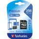 Memóriakártya, microSDXC, 256GB CL10/U1, 90/10 MB/s, adapter, VERBATIM 'Premium'