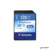 Memóriakártya, SDXC, 128GB, CL10/U1, 90/10 MB/s, VERBATIM 'Premium'