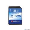 Memóriakártya, SDXC, 128GB, CL10/U1, 90/10 MB/s, VERBATIM "Premium"