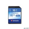 Memóriakártya, SDHC, 16GB, CL10/U1, 80/10 MB/s, VERBATIM "Premium"