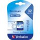 Memóriakártya, SDHC, 32GB, CL10/U1, 90/10 MB/s, VERBATIM 'Premium'