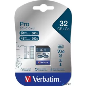 Memóriakártya, SDHC, 32GB, Class 10 UHS-I, 90/45MB/sec, VERBATIM "PRO"