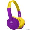 Fejhallgató, gyerek méret, vezeték nélküli, Bluetooth, mikrofonnal, MAXELL 'HP-BT350', lila-sárga