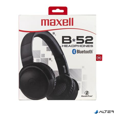 Fejhallgató, vezeték nélküli, Bluetooth, mikrofon, MAXELL 'B-52', fekete