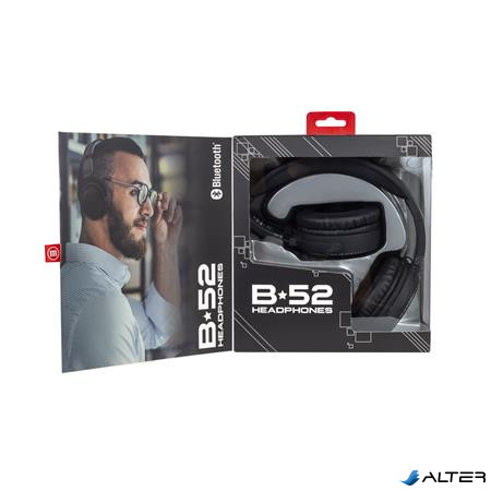 Fejhallgató, vezeték nélküli, Bluetooth, mikrofon, MAXELL 'B-52', fekete