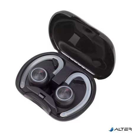 Fülhallgató, vezeték nélküli, Bluetooth, mikrofonnal, LED-es fülhallgató, MAXELL "Halo Sport", fekete