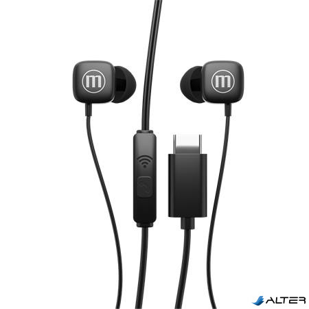 Fülhallgató, mikrofonnal, USB-C, MAXELL 'Square+', fekete