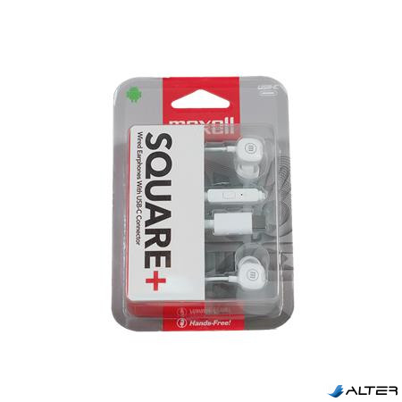 Fülhallgató, mikrofonnal, USB-C, MAXELL "Square+", fehér