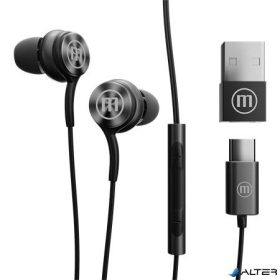   Fülhallgató, mikrofonnal, USB-C, MAXELL 'XC1', fekete