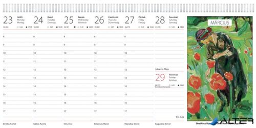 Naptár, asztali, álló, DAYLINER "Művészet világa"