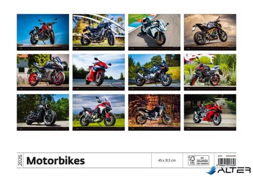 Naptár, fali, DAYLINER, 'Motorbikes'