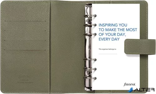 Kalendárium, gyűrűs, betétlapokkal, personal méret, FILOFAX 'Camden', oliva