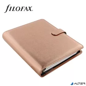   Kalendárium, gyűrűs, betétlapokkal, A5 méret, FILOFAX, 'Saffiano Metallic', rózsaarany
