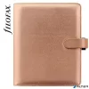 Kalendárium, gyűrűs, betétlapokkal, A5 méret, FILOFAX, 'Saffiano Metallic', rózsaarany