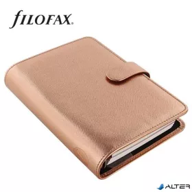   Kalendárium, gyűrűs, betétlapokkal, personal méret, FILOFAX, 'Saffiano Metallic', rózsaarany