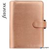 Kalendárium, gyűrűs, betétlapokkal, personal méret, FILOFAX, "Saffiano Metallic", rózsaarany