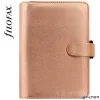 Kalendárium, gyűrűs, betétlapokkal, personal méret, FILOFAX, 'Saffiano Metallic', rózsaarany