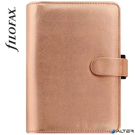 Kalendárium, gyűrűs, betétlapokkal, personal méret, FILOFAX, 'Saffiano Metallic', rózsaarany