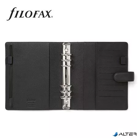 Kalendárium, gyűrűs, betétlapokkal, personal méret, FILOFAX 'Norfolk', fekete