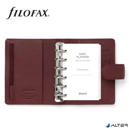 Kalendárium, gyűrűs, betétlapokkal, A5, FILOFAX 'Norfolk', bordó