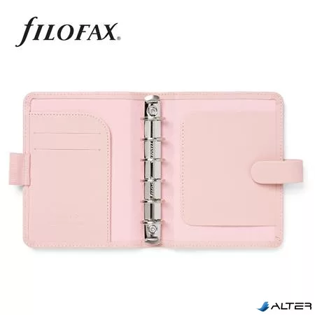 Kalendárium, gyűrűs, betétlapokkal, pocket méret, FILOFAX 'Saffiano', halvány rózsaszín