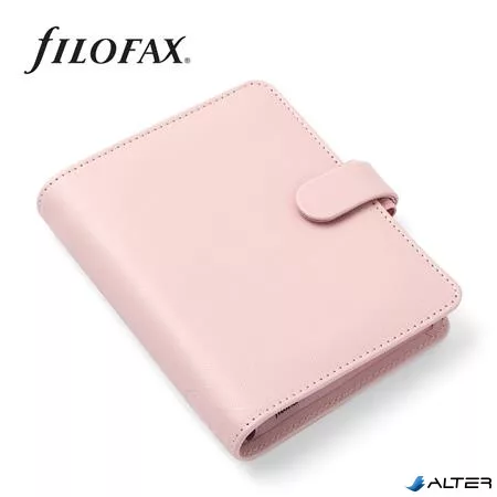 Kalendárium, gyűrűs, betétlapokkal, pocket méret, FILOFAX 'Saffiano', halvány rózsaszín