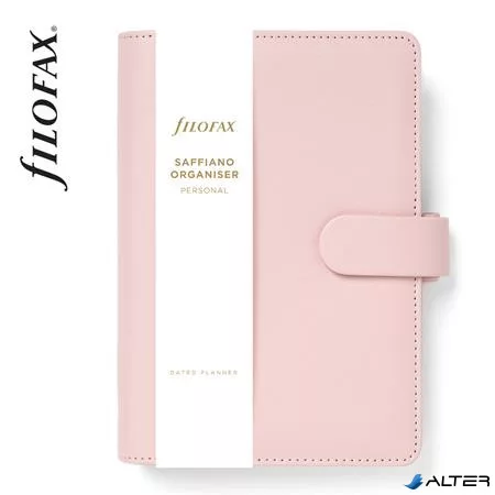 Kalendárium, gyűrűs, betétlapokkal, personal méret, FILOFAX 'Saffiano', halvány rózsaszín