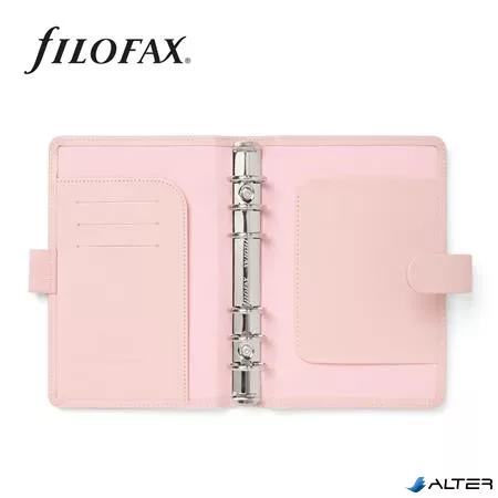 Kalendárium, gyűrűs, betétlapokkal, personal méret, FILOFAX 'Saffiano', halvány rózsaszín