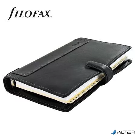 Kalendárium, gyűrűs, betétlapokkal, personal méret, FILOFAX, 'Holborn', fekete