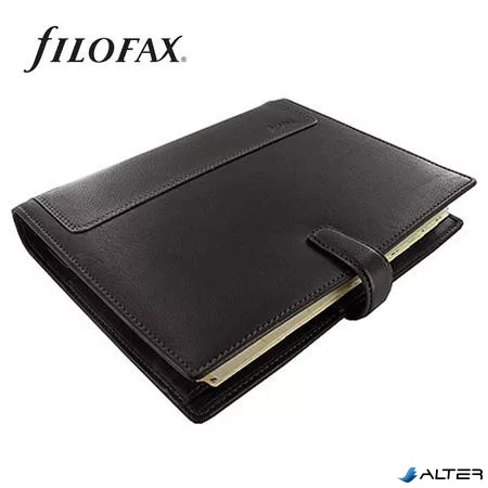 Kalendárium, gyűrűs, betétlapokkal, A5 méret, FILOFAX, 'Holborn', fekete