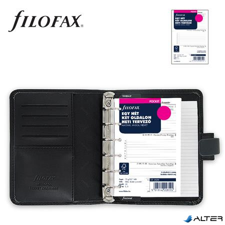 Kalendárium, gyűrűs, betétlapokkal, pocket méret, FILOFAX, 'Metropol', fekete