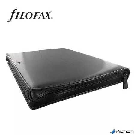 Kalendárium, gyűrűs, betétlapokkal, A5, FILOFAX 'Metropol', cipzárral fekete