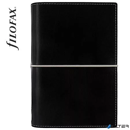 Kalendárium, gyűrűs, betétlapokkal, personal méret, FILOFAX, 'Domino', fekete