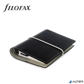  Kalendárium, gyűrűs, betétlapokkal, pocket méret, FILOFAX, 'Domino', fekete